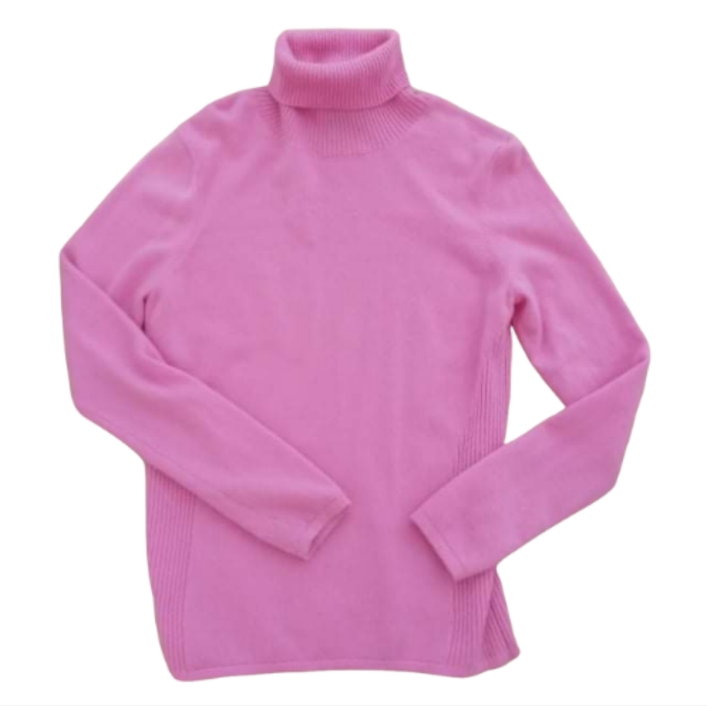 Kirkland Largw Pink Warm Soft Long Sleeve Turtleneck Sweater with Ribbed Sides